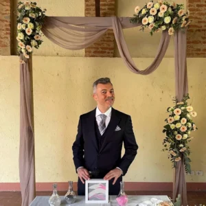 Attilio Reinhardt wedding celebrant after officiating a sand ceremony