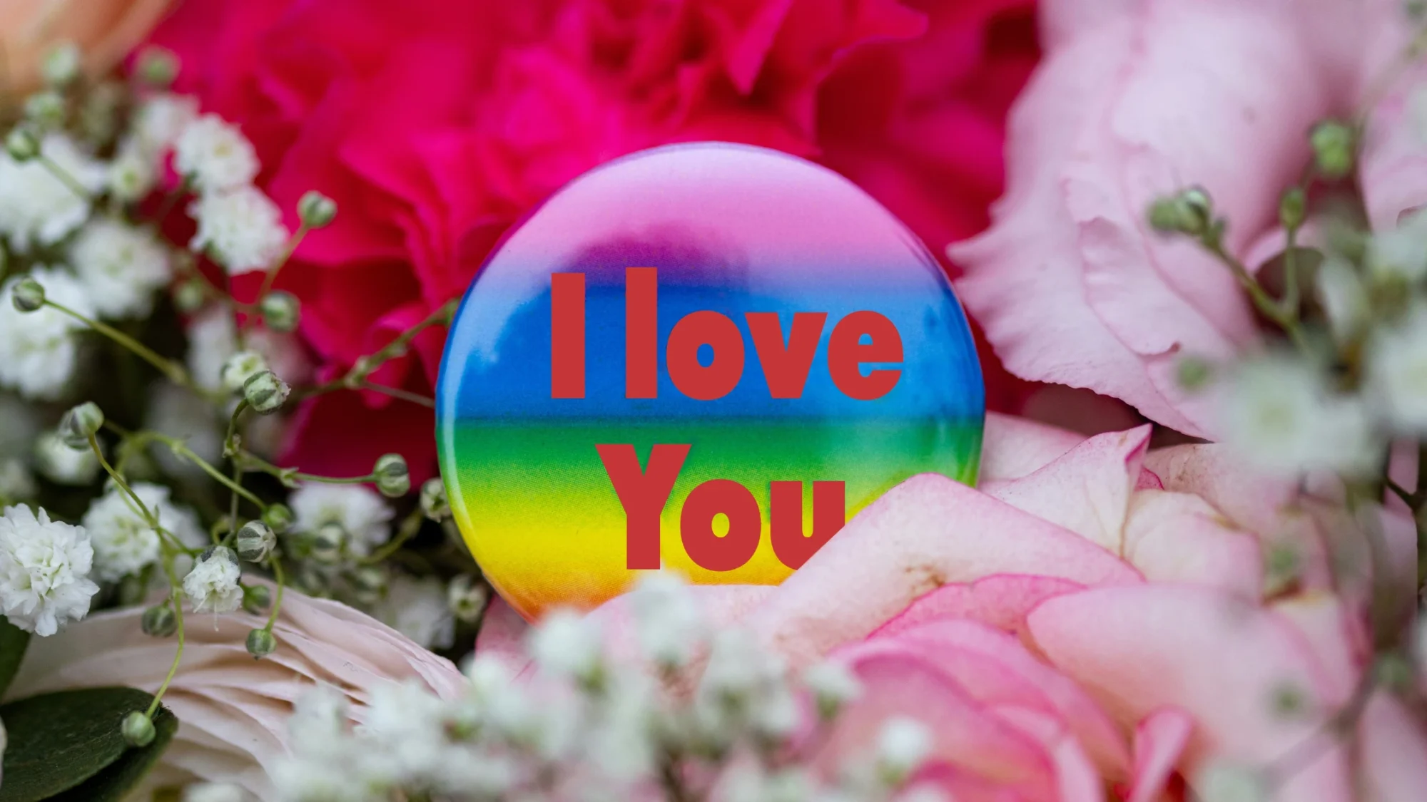 Badge with I Love You written on it