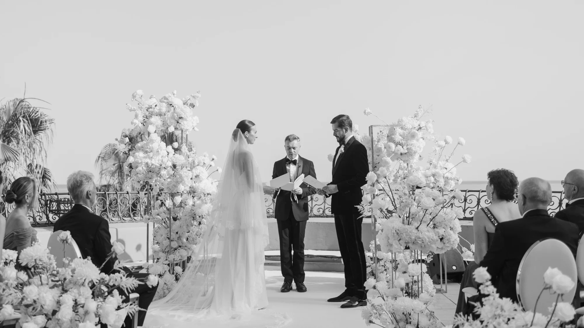 A bride and groom being married by a celebrant and Wedding MC in Portofino