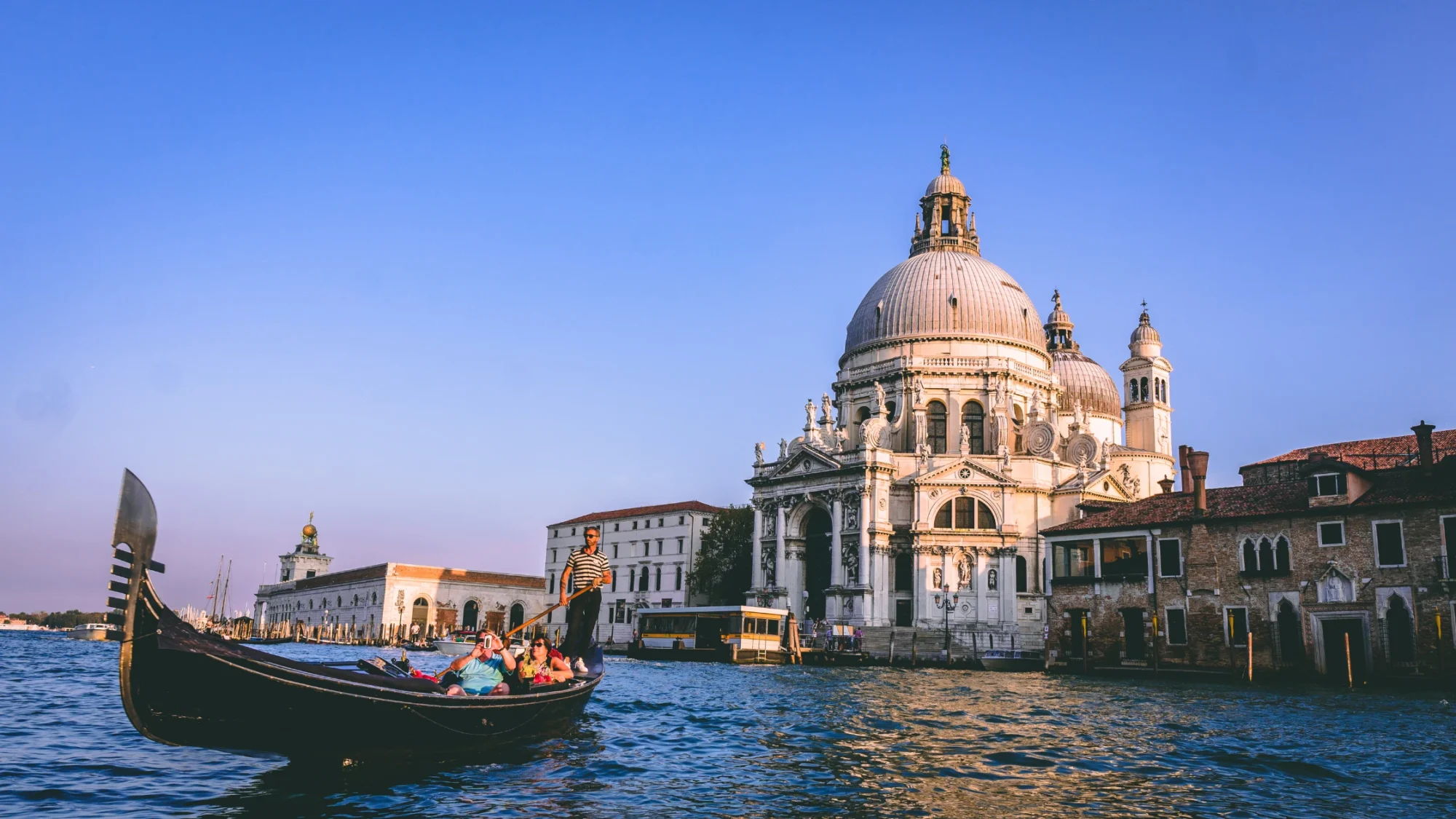 Venice, Canal Grande, gondola, Italy, Basilica di Santa Maria della Salute